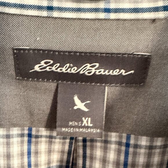 Eddie Bauer Wrinkle Free Relaxed Fit Plaid Button Up Shirt Short Sleeves Mens XL - Picture 2 of 10